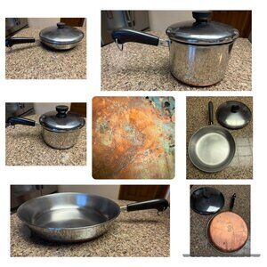 Vtg Revere Ware 1801 Copper Bottom 12pc Pots Pans Skillet Lids 1946-post 1968